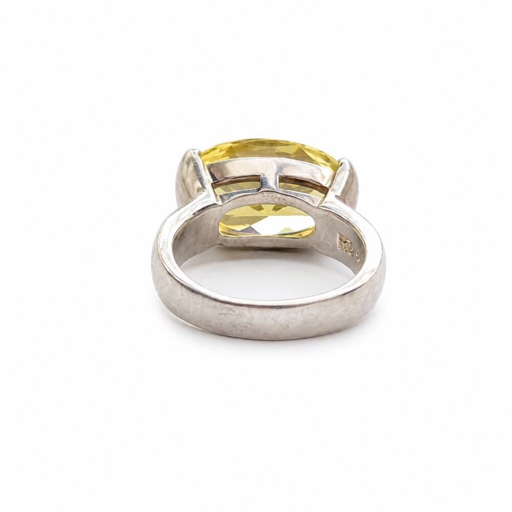 Sterling Silver Man Made Lemon Quartz Rings Set Size 7 & 7.5 Yellow Silver Pair - Picture 5 of 14